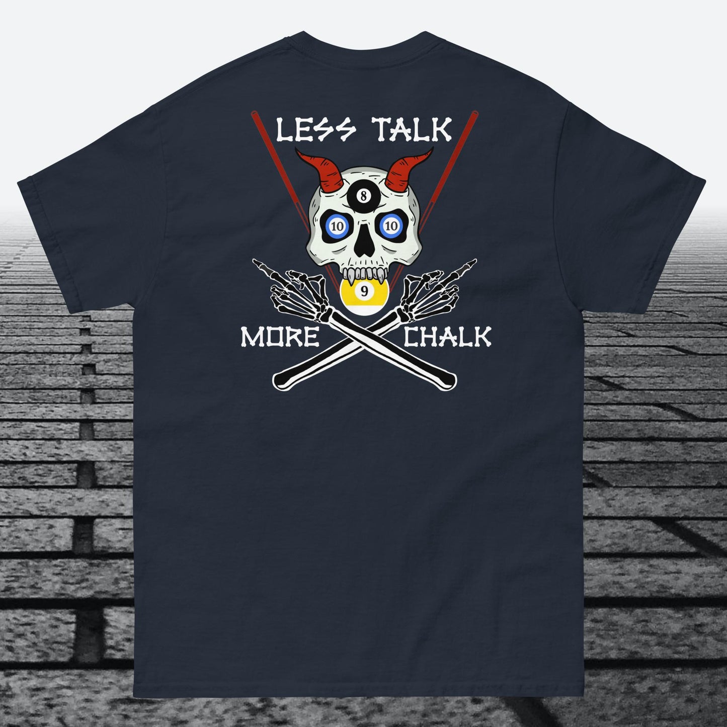 Less Talk More Chalk, with logo on front of shirt,  Cotton t-shirt