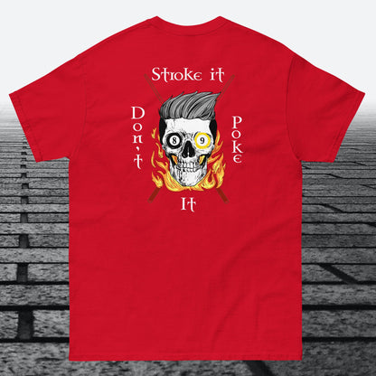 Stroke it Don't Poke it, with logo on the front, Cotton t-shirt