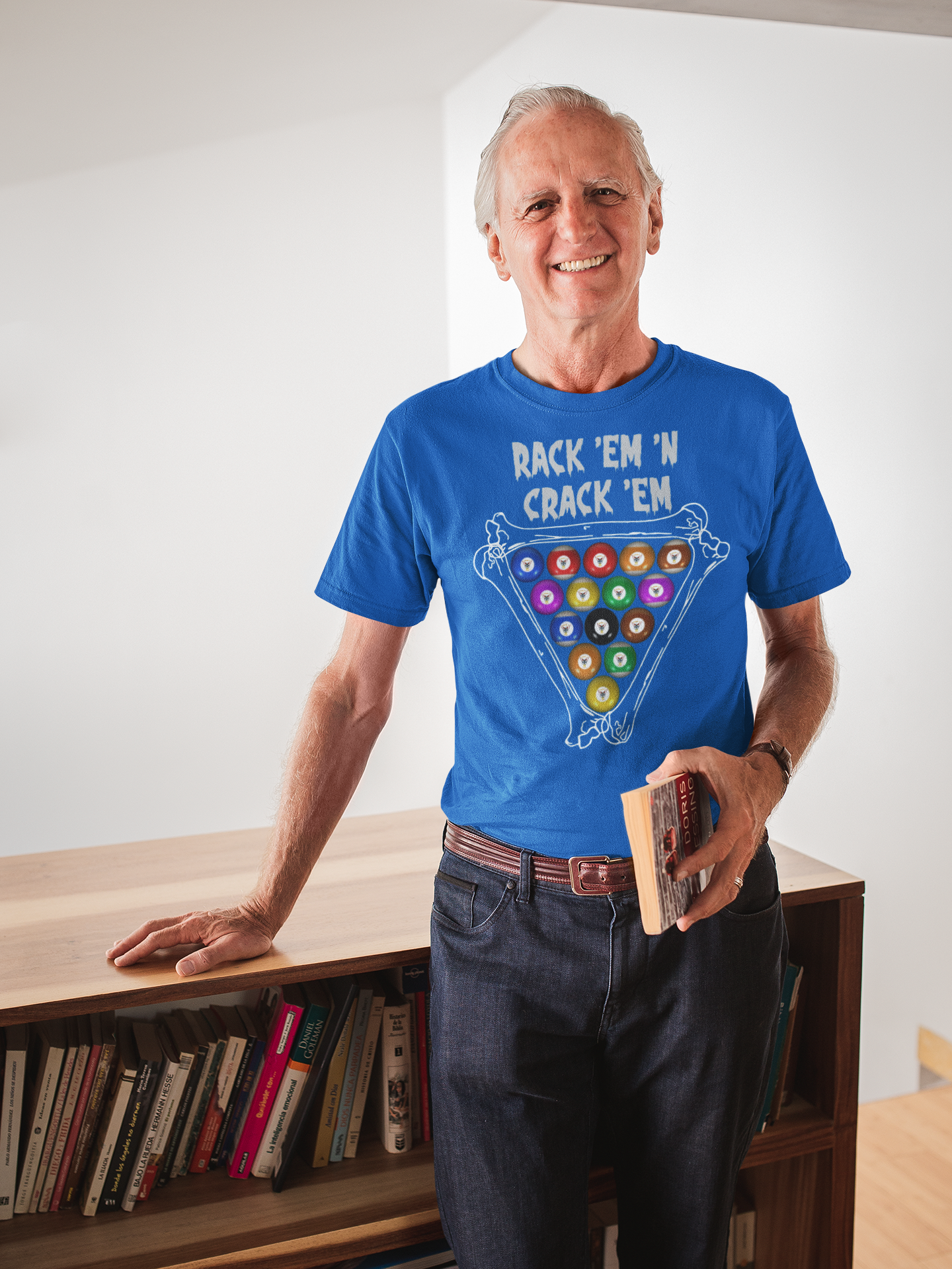 Rack 'Em 'N Crack 'Em, on front of the shirt, Tri-blend T-shirt