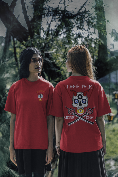 Less Talk More Chalk, with logo on the front, Tri-blend t-shirt