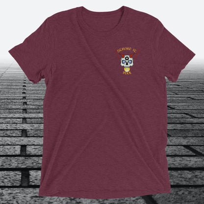 Rack 'Em 'N Crack 'Em, with logo on the front, Tri-blend t-shirt